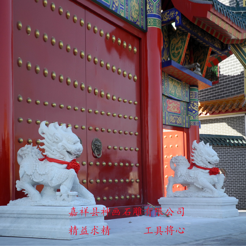 石麒麟适合摆放在什么地方 汉白玉石麒麟  嘉祥县神画石雕有限
