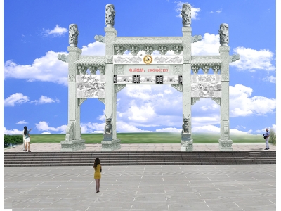 农村村口石头门楼