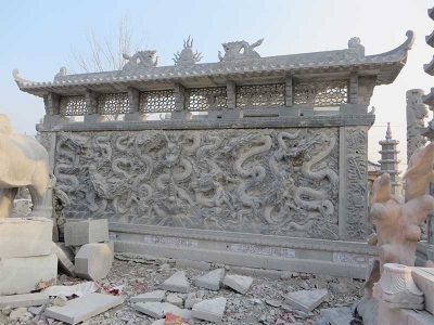 群龙聚首石雕迎门墙壁画