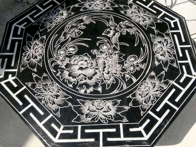 牡丹雕刻石桌案例