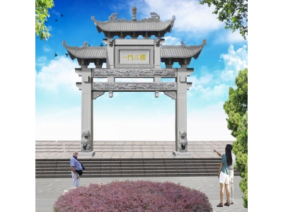 村口石牌坊一门样式、三门石牌楼图片大全-嘉祥县神画石雕有限公司