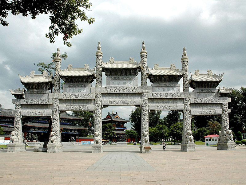 花岗岩五门七楼石雕牌