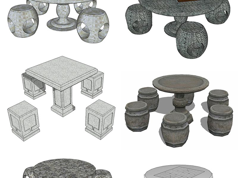 石桌石凳模型图
